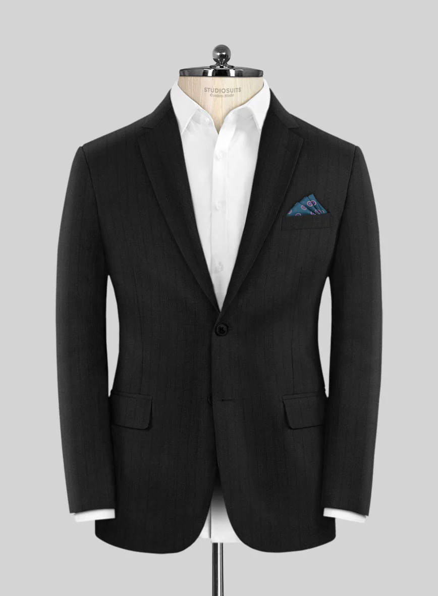 Scabal Juber Stripe Black Wool Suit - Image 3