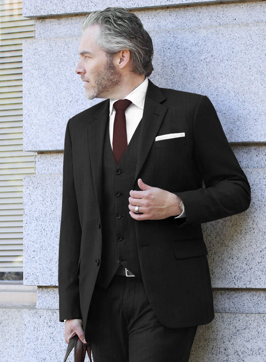 Scabal Juber Stripe Black Wool Suit - Image 4
