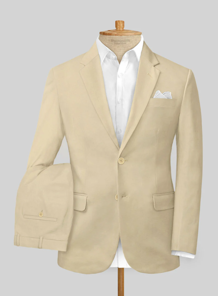 Scabal Khaki Cashmere Cotton Suit