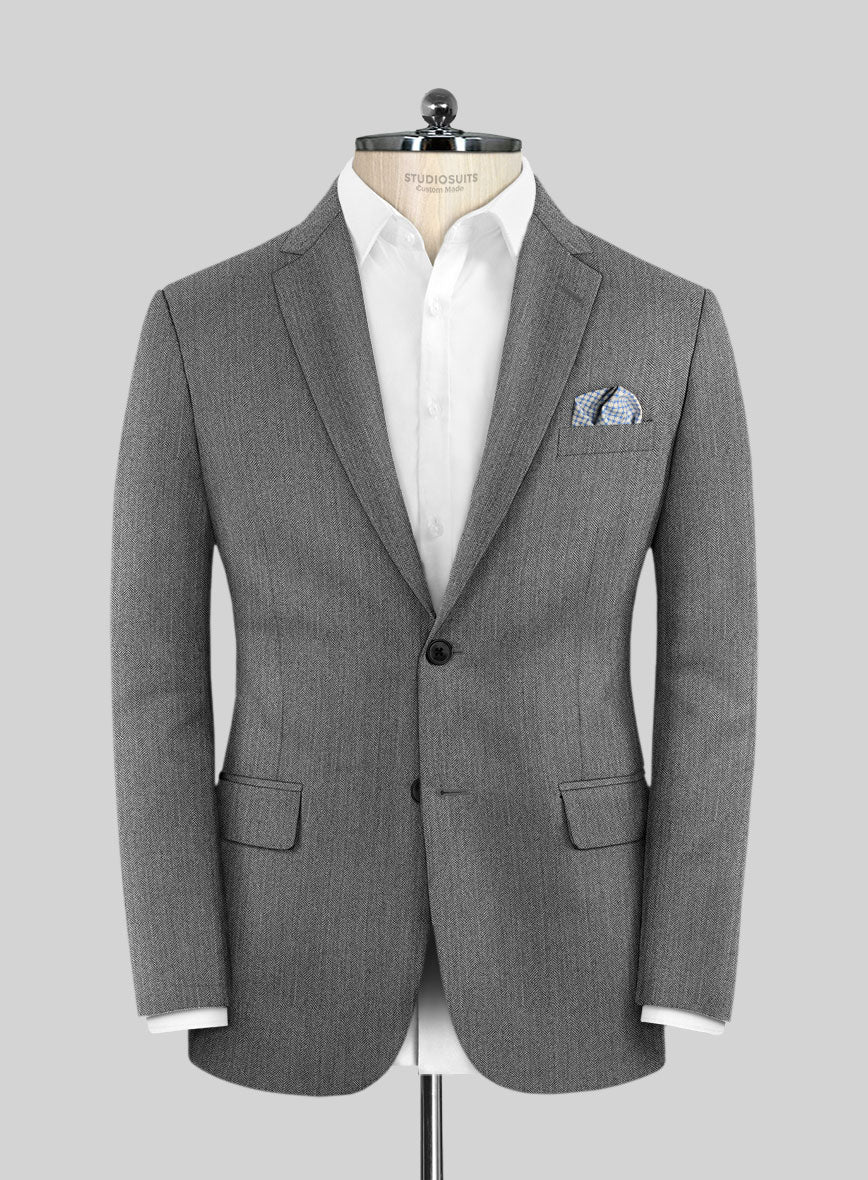 Scabal Lauchi Herringbone Gray Wool Suit - Image 3