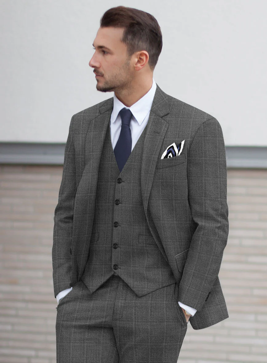 Scabal Lisco Windowpane Gray Wool Jacket - Image 2