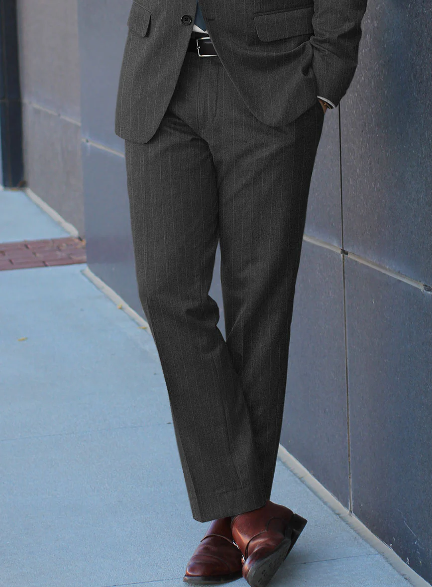 Scabal Litni Stripe Gray Wool Pants - Image 2