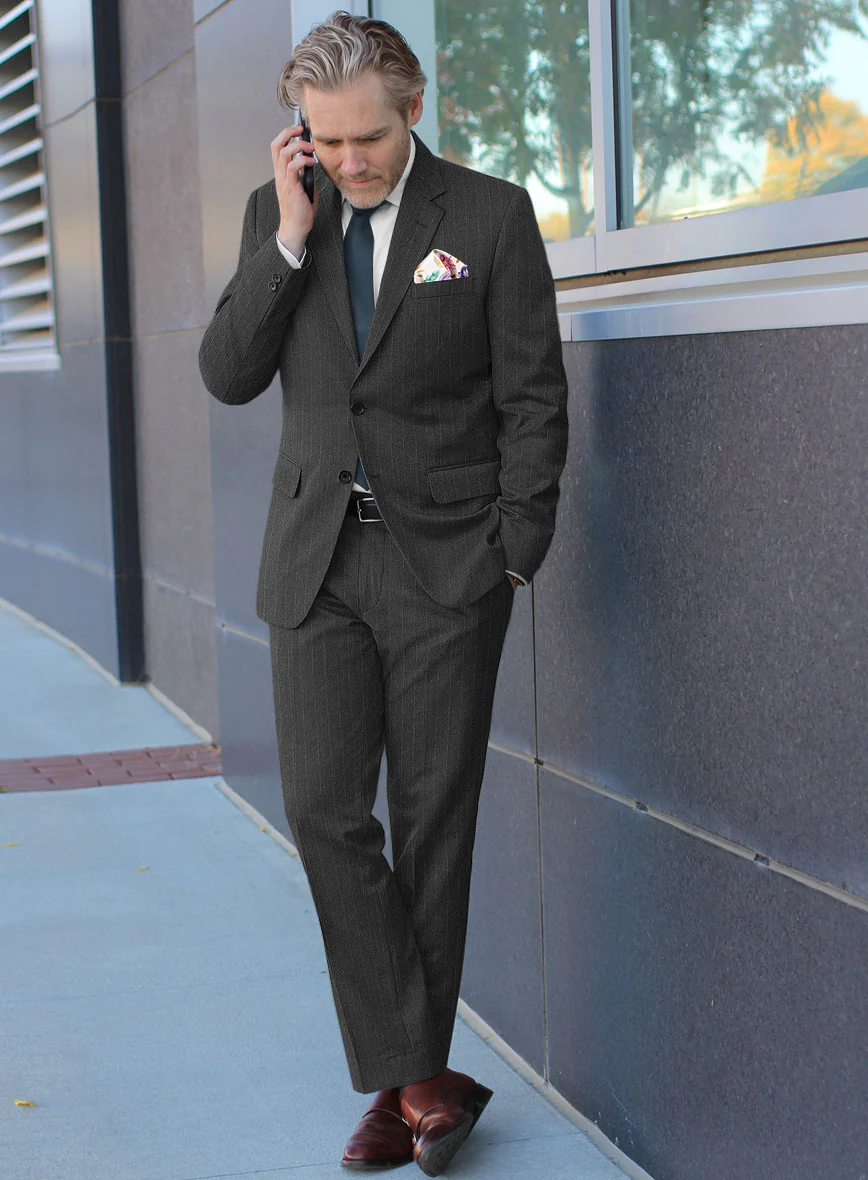 Scabal Litni Stripe Gray Wool Suit - Image 2