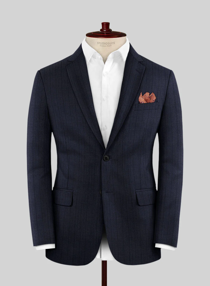 Scabal Londoner Allamo Stripe Blue Wool Suit - Image 3