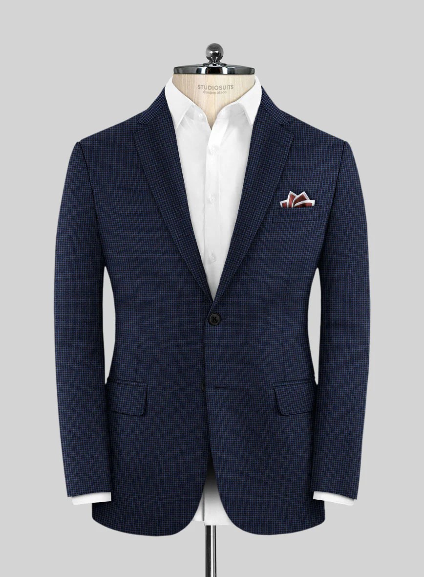 Scabal Londoner Asario Grid Blue Wool Suit - Image 3