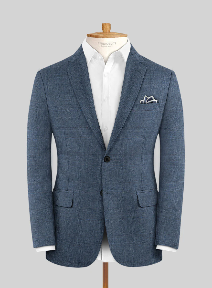 Scabal Londoner Blasi Checks Blue Wool Suit - Image 3