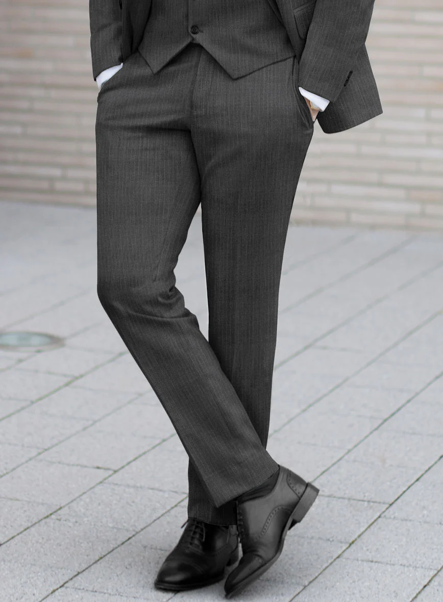 Scabal Londoner Casiri Stripe Charcoal Wool Suit - Image 4