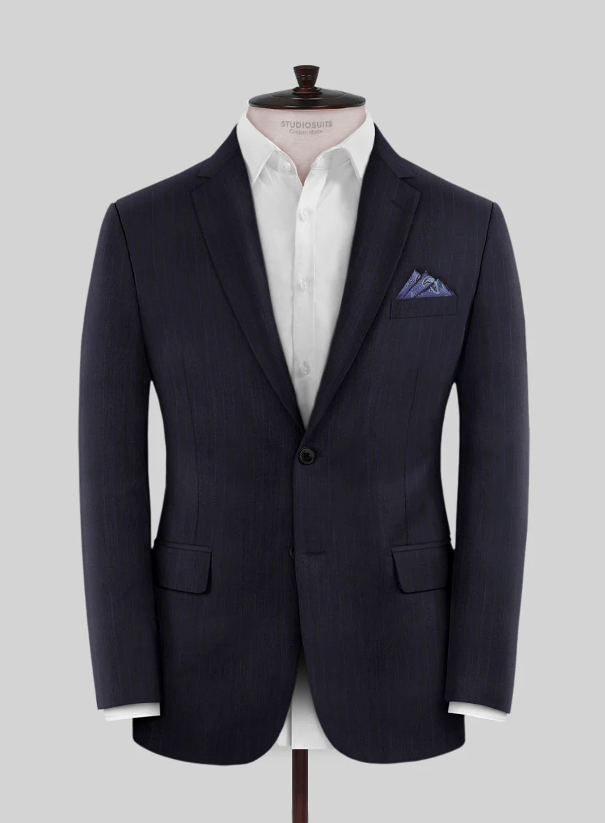 Scabal Londoner Corta Stripe Blue Wool Suit - Image 3