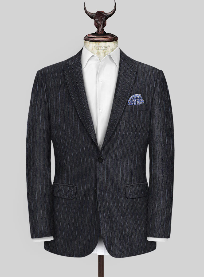 Scabal Londoner Cutina Stripe Blue Wool Suit - Image 3