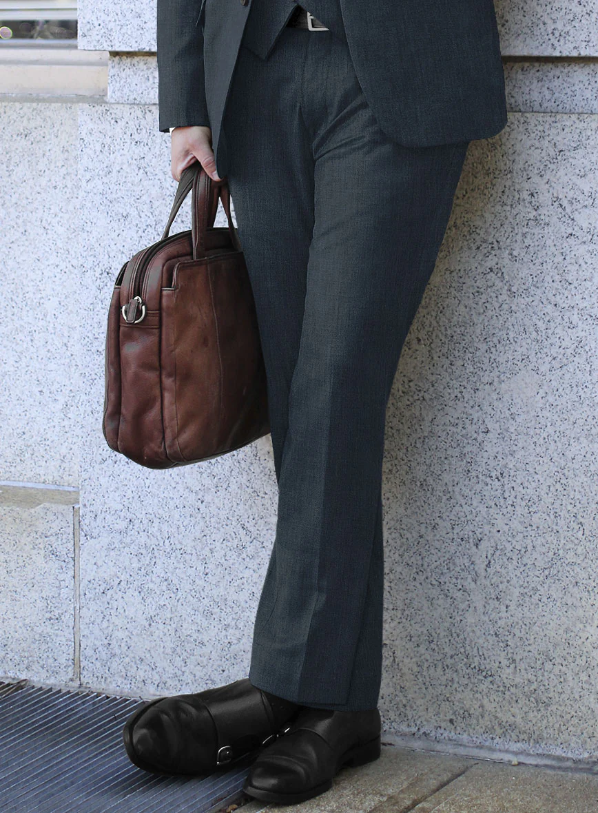 Scabal Londoner Dark Teal Wool Pants - Image 2