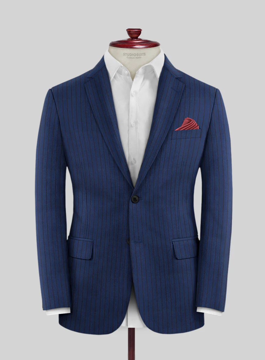 Scabal Londoner Deli Stripe Blue Wool Suit - Image 3