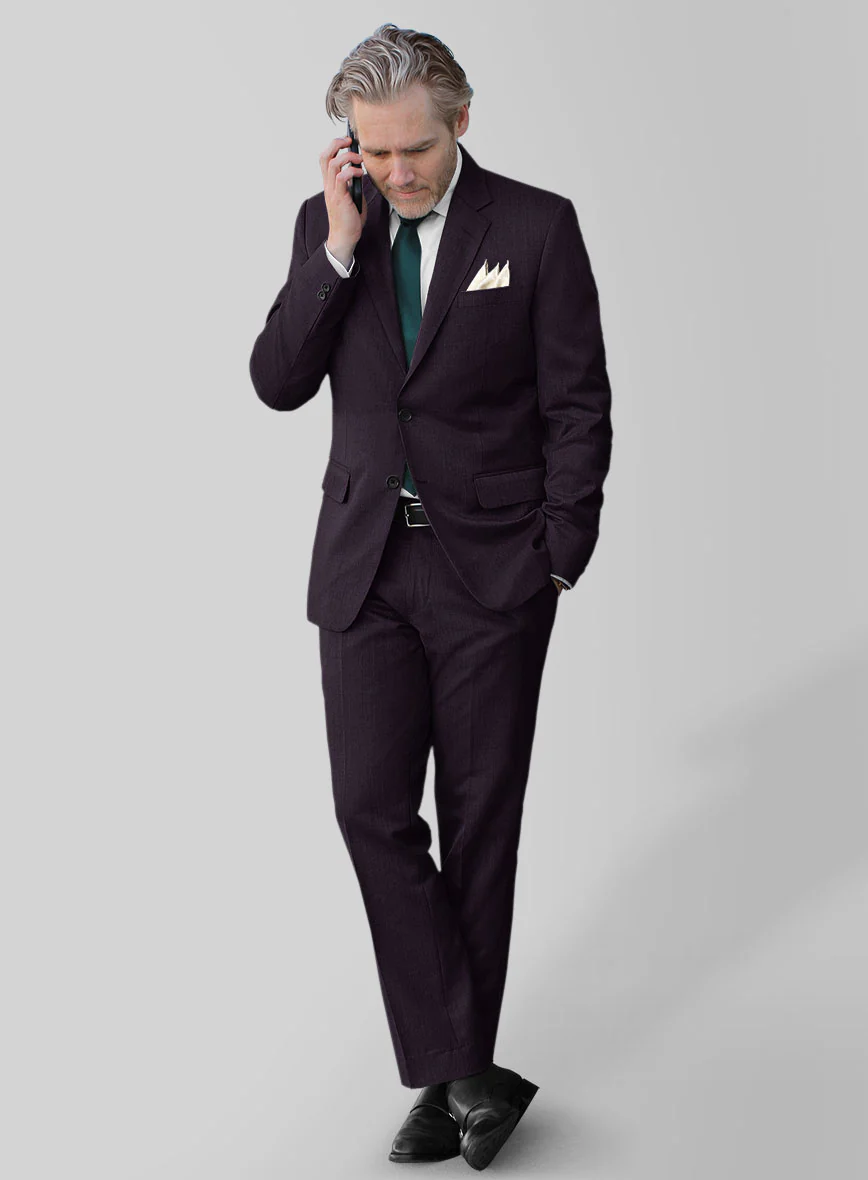 Scabal Londoner Eggplant Wool Suit - Image 2