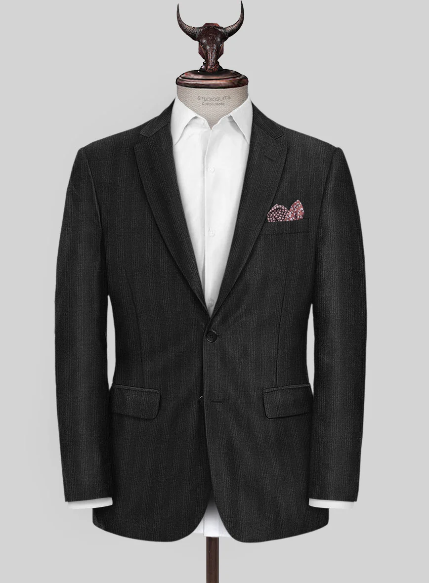 Scabal Londoner Emingo Stripe Charcoal Wool Suit - Image 3