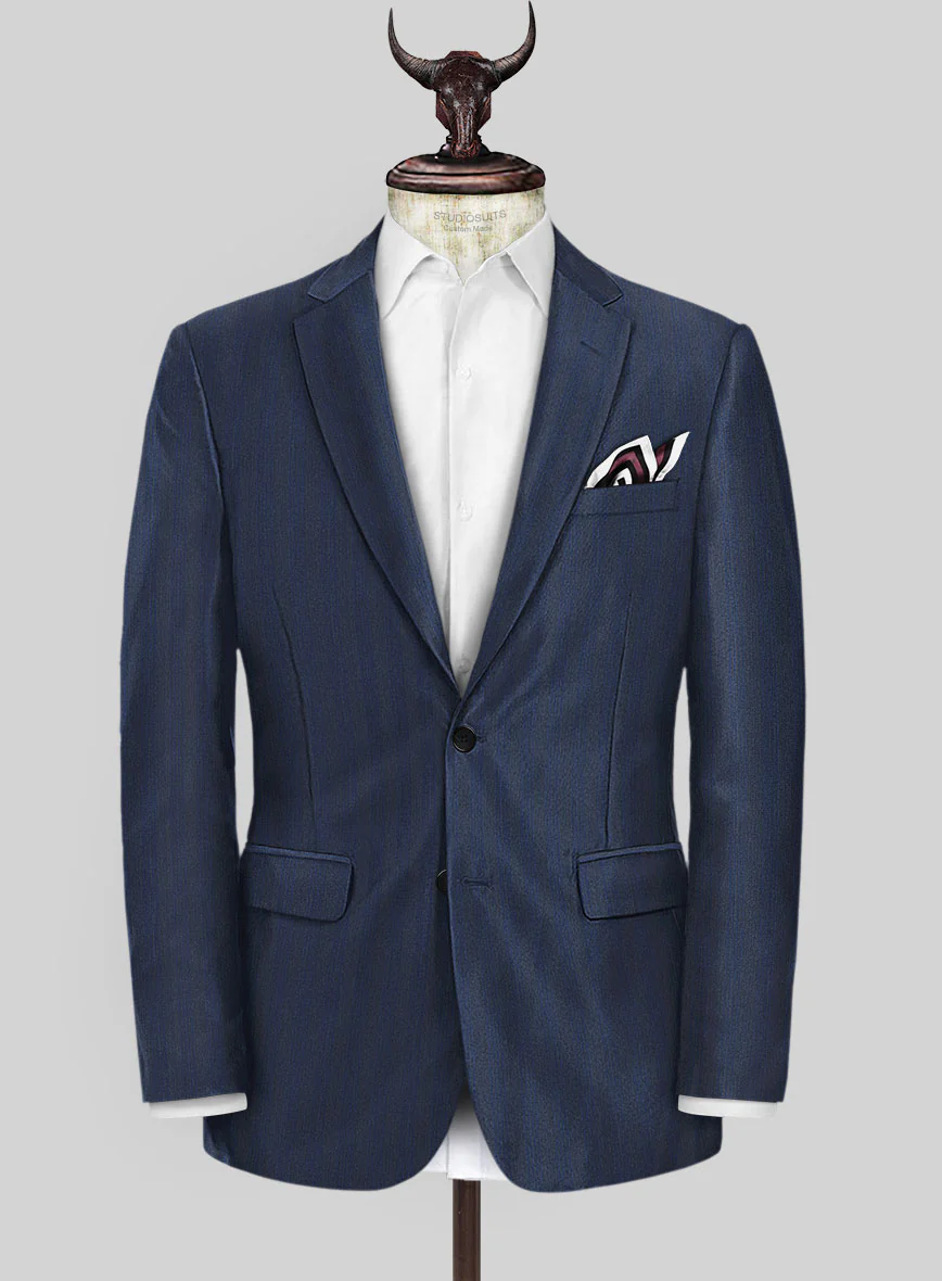 Scabal Londoner Erafin Stripe Blue Wool Suit - Image 3