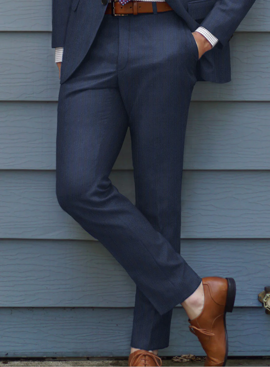 Scabal Londoner Erafin Stripe Blue Wool Suit - Image 4