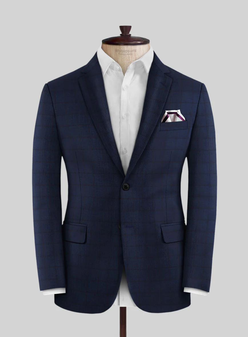 Scabal Londoner Eside Checks Blue Wool Suit - Image 3