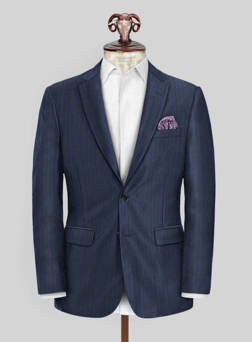 Scabal Londoner Floras Stripe Blue Wool Suit - Image 3