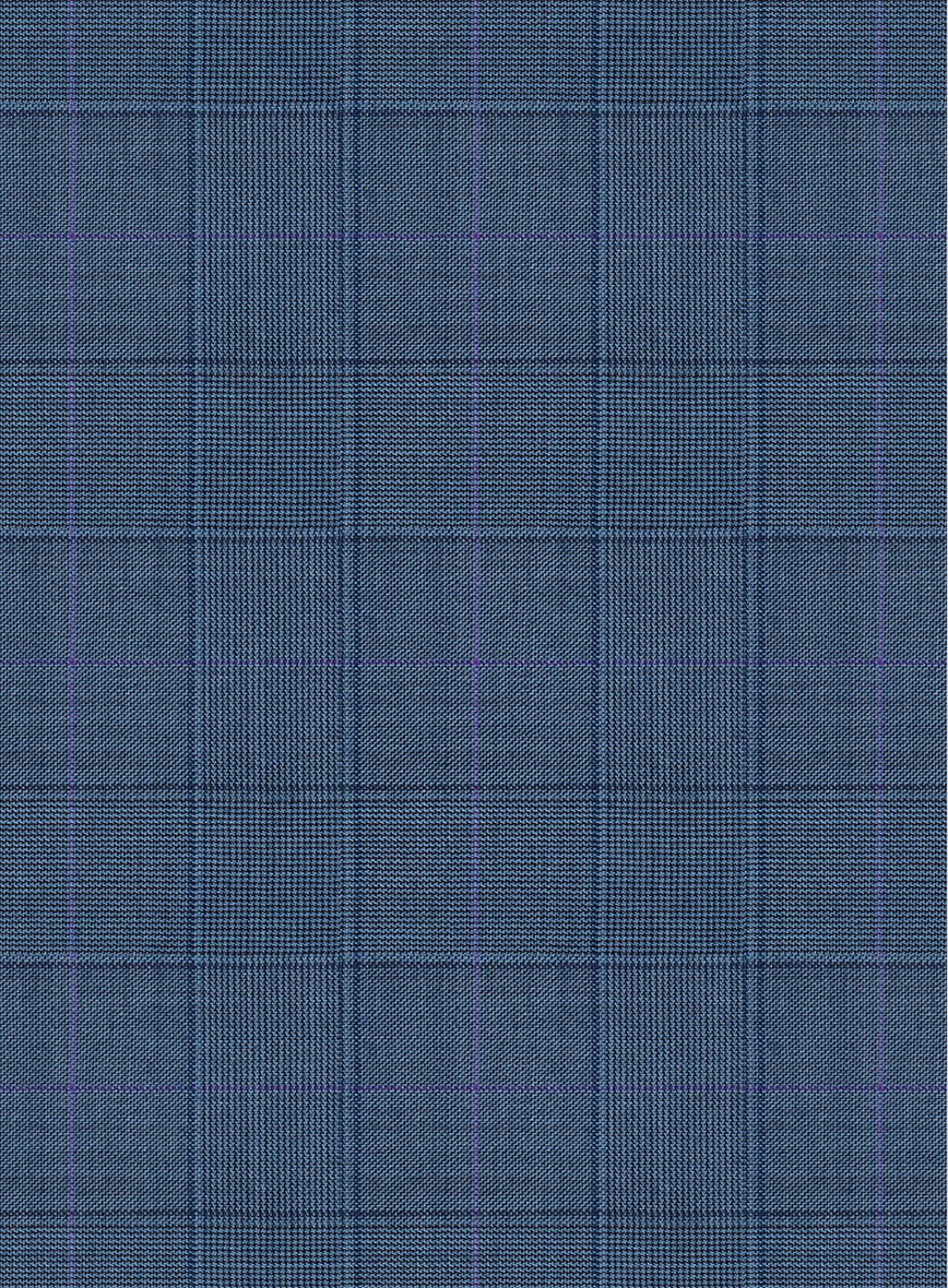 Scabal Londoner Glen Blue Wool Pants - Image 2