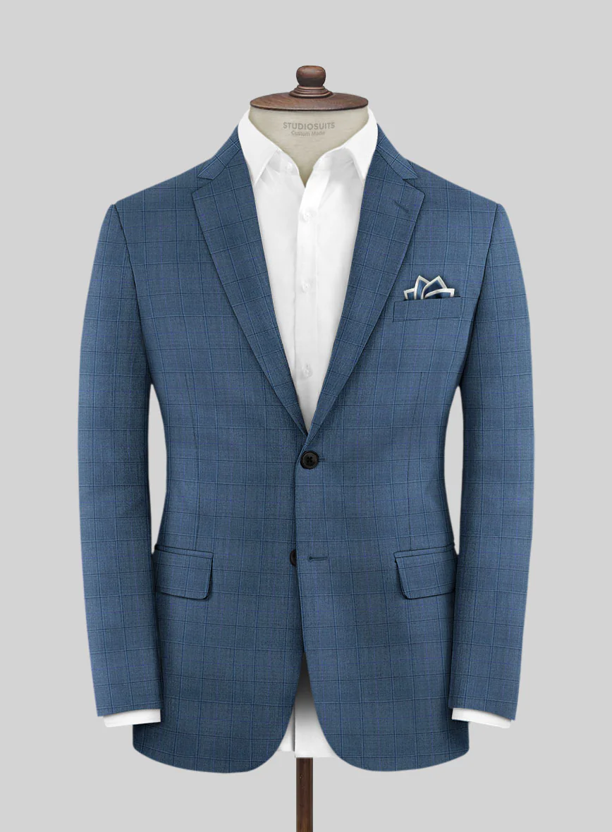 Scabal Londoner Glen Blue Wool Suit - Image 3