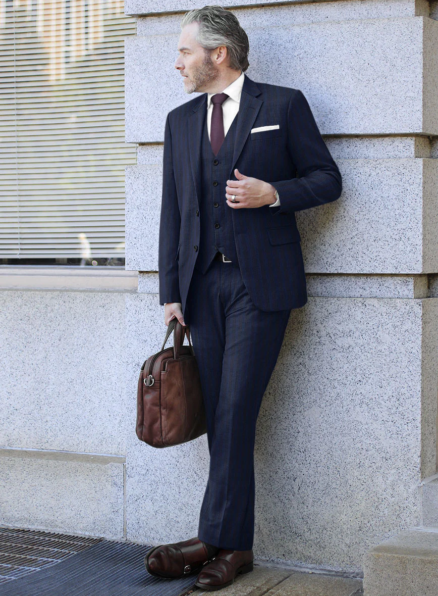Scabal Londoner Ilianti Stripe Blue Wool Suit - Image 2