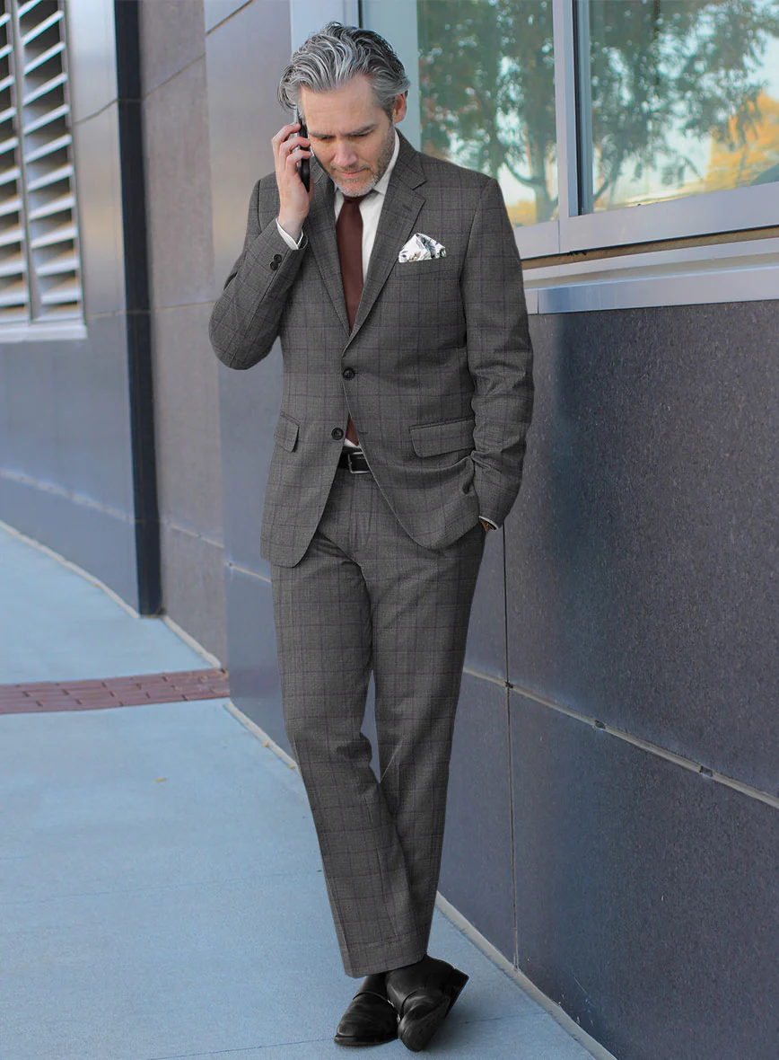 Scabal Londoner Inagi Checks Gray Wool Suit - Image 2
