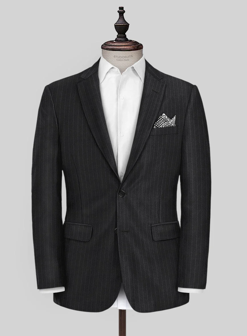 Scabal Londoner Isai Stripe Charcoal Wool Suit - Image 3