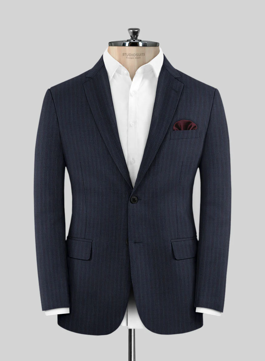 Scabal Londoner Jaspal Stripe Blue Wool Suit - Image 3
