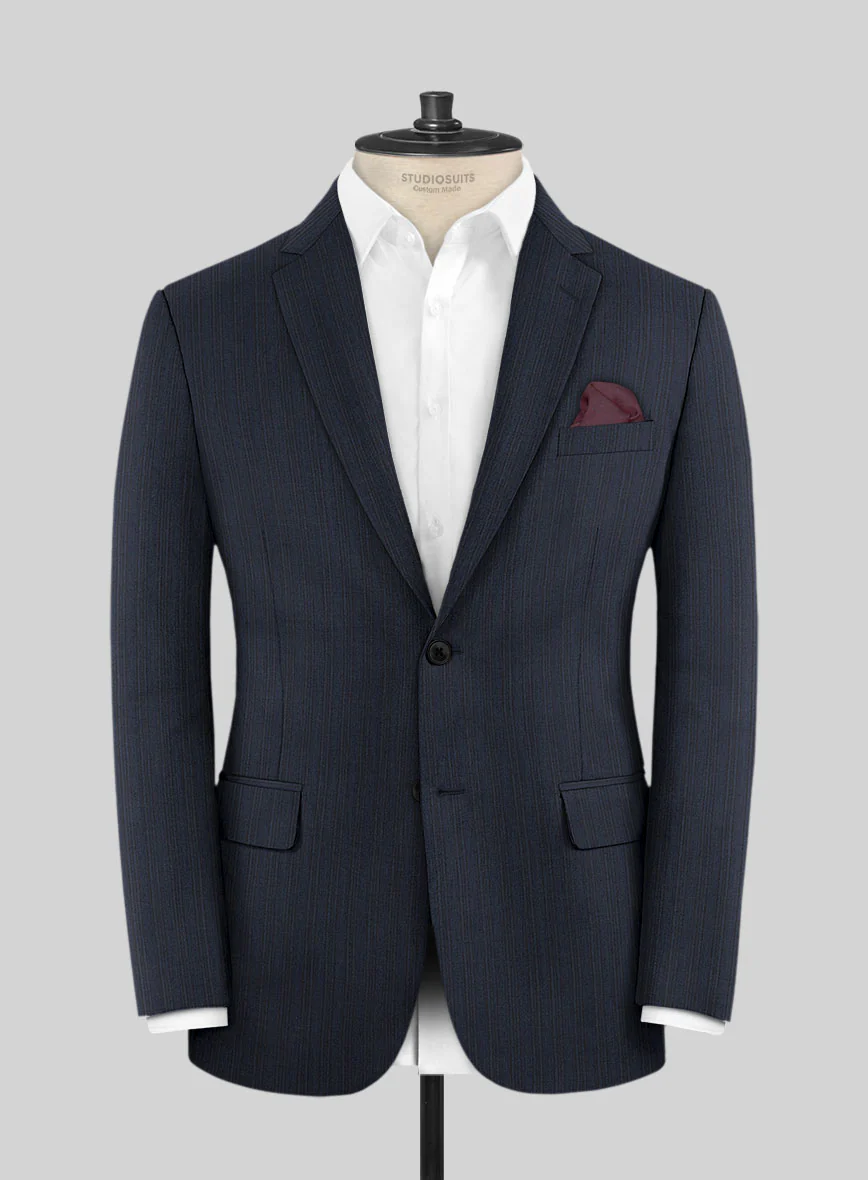 Scabal Londoner Jolge Stripe Blue Wool Suit - Image 3