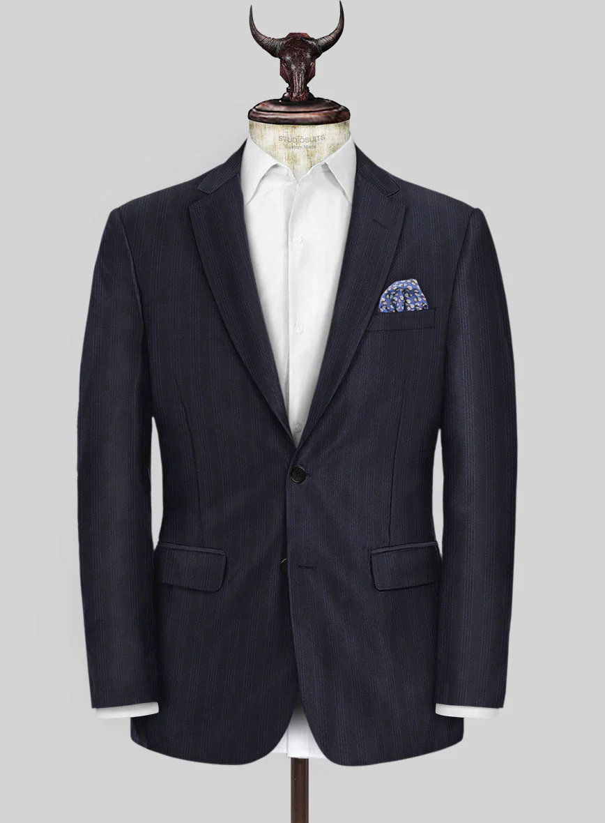 Scabal Londoner Manpa Stripe Blue Wool Suit - Image 3