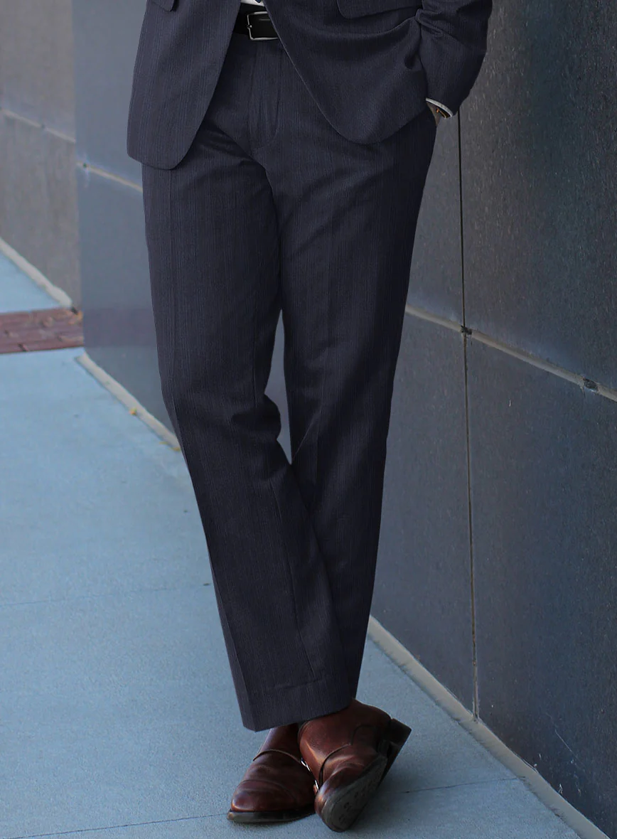 Scabal Londoner Manpa Stripe Blue Wool Suit - Image 4