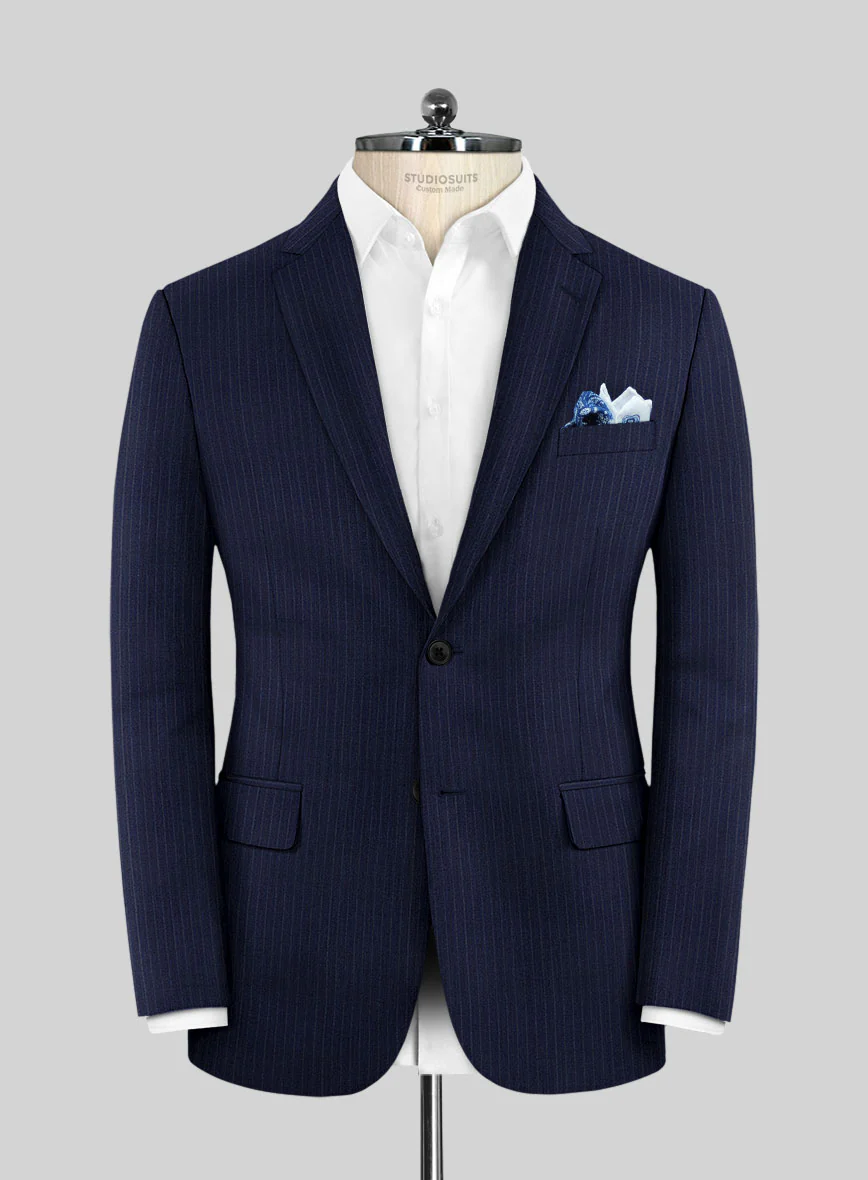 Scabal Londoner Mence Stripe Blue Wool Suit - Image 3