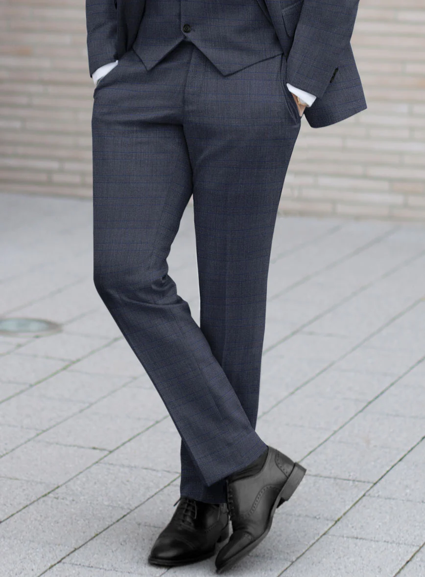 Scabal Londoner Olfoda Checks Blue Wool Suit - Image 4