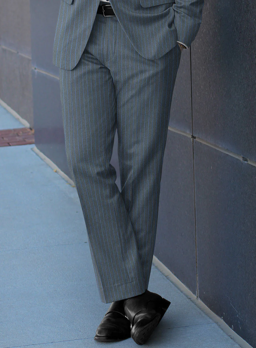 Scabal Londoner Prutna Stripe Gray Wool Pants - Image 2