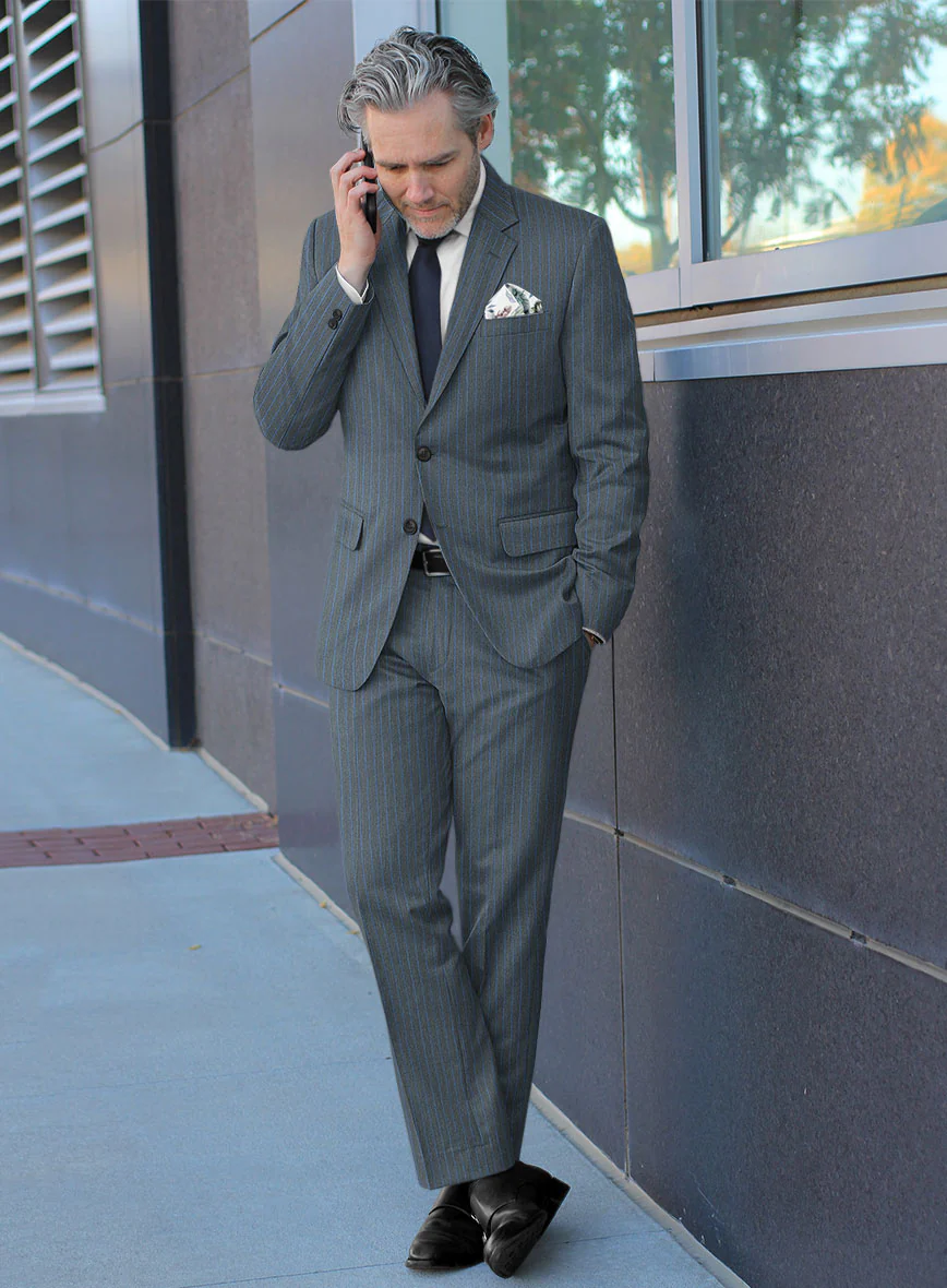 Scabal Londoner Prutna Stripe Gray Wool Suit - Image 2