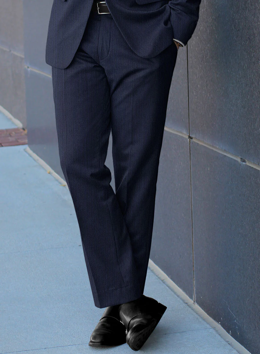 Scabal Londoner Sarcos Stripe Blue Wool Pants - Image 2