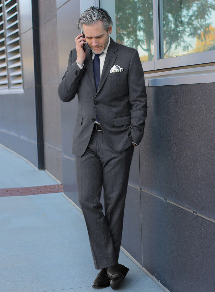 Scabal Londoner Shico Stripe Gray Wool Suit - Image 2