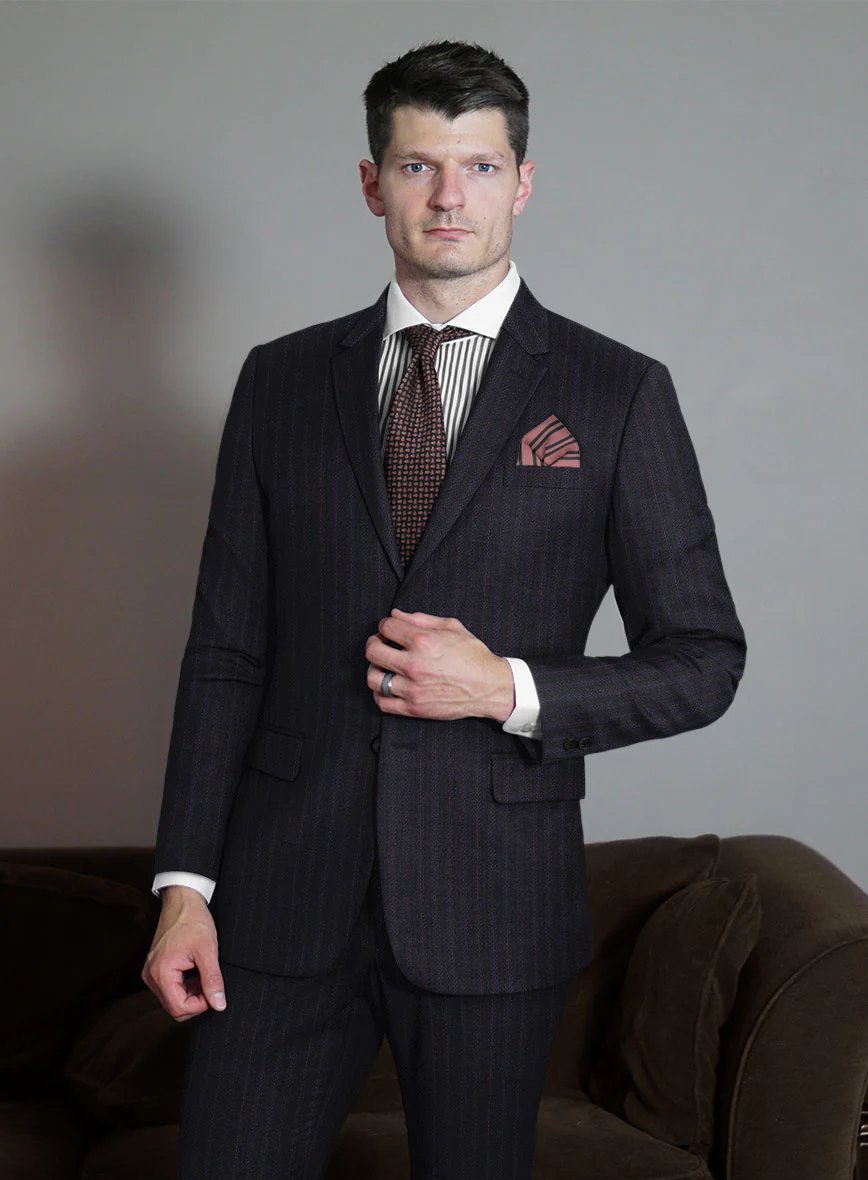 Scabal Londoner Toconi Stripe Blue Wool Suit - Image 2