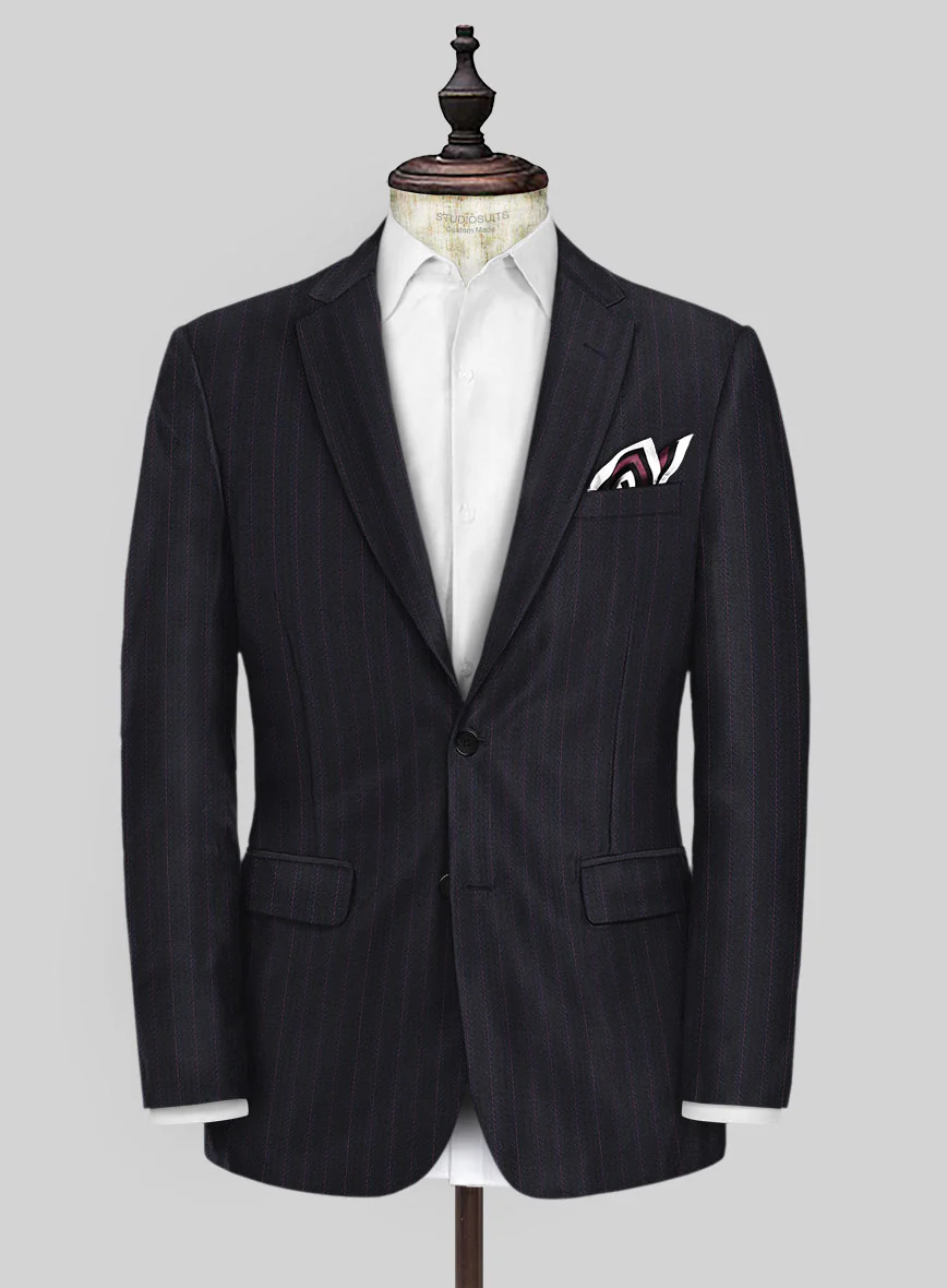 Scabal Londoner Toconi Stripe Blue Wool Suit - Image 3