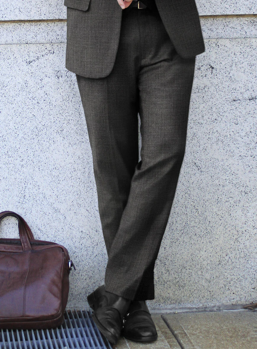 Scabal Londoner Twill Charcoal Wool Pants - Image 2