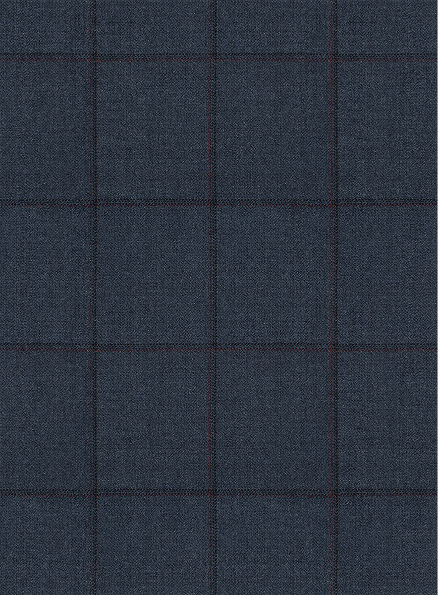 Scabal Londoner Windowpane Dark Blue Wool Pants - Image 3