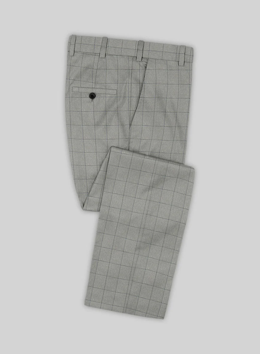 Scabal Londoner Windowpane Light Gray Wool Suit - Image 5