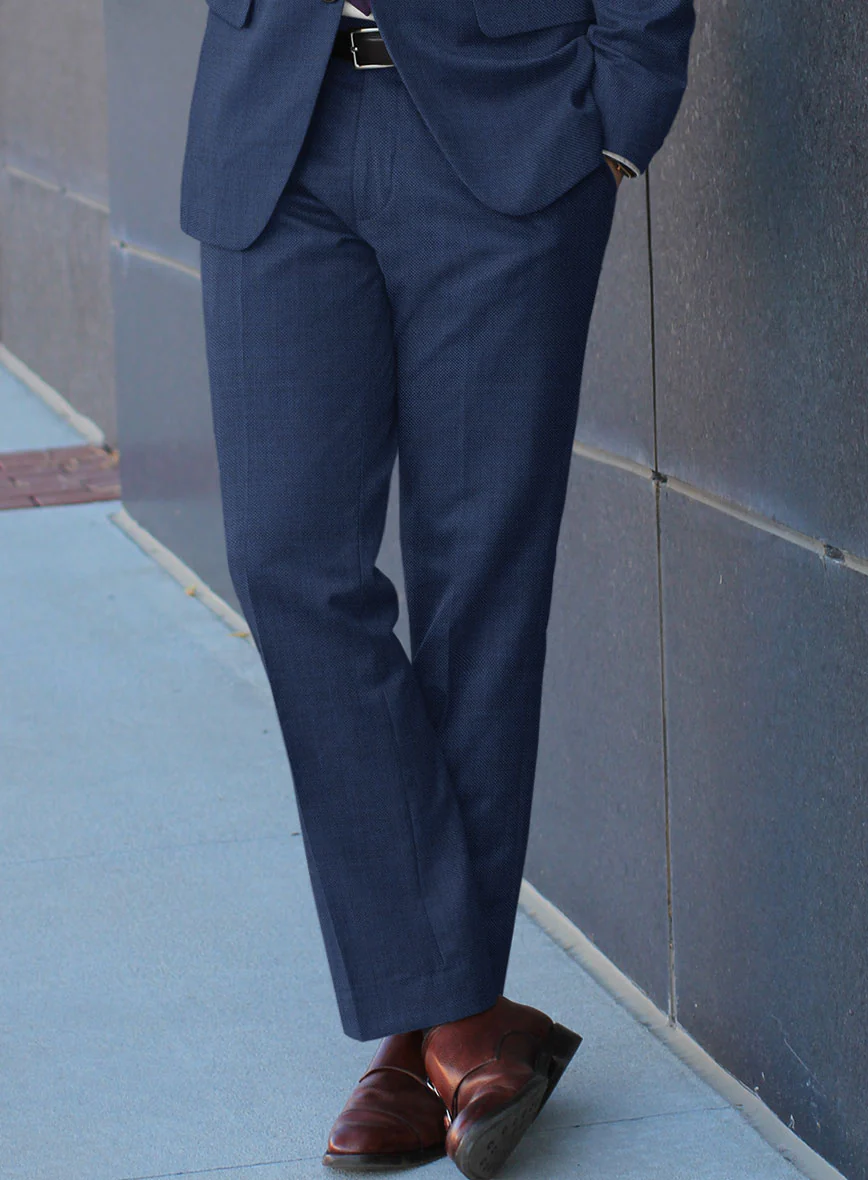 Scabal Lucin Twill Blue Wool Pants - Image 2