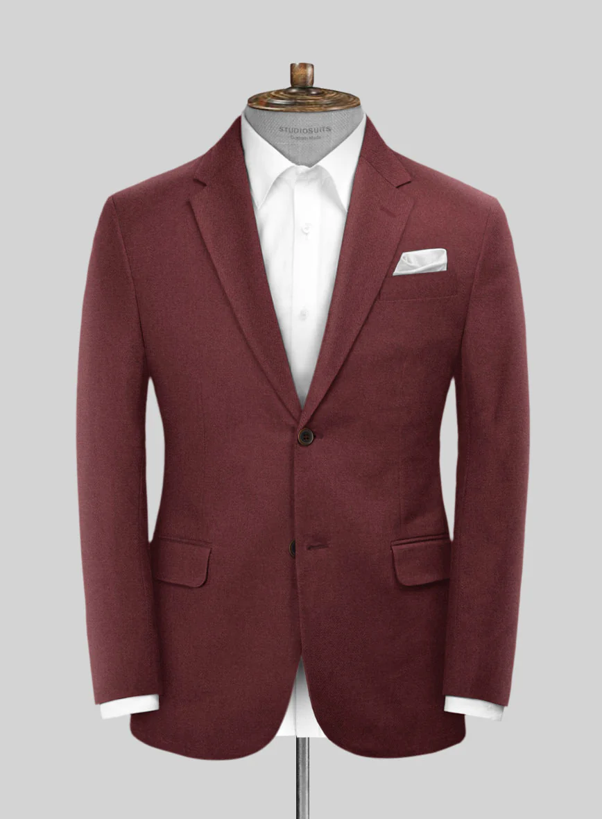 Scabal Maroon Cotton Stretch Suit - Image 2