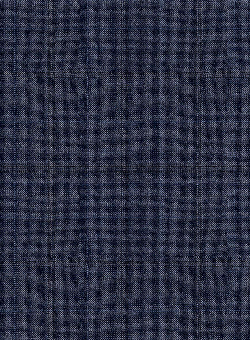 Scabal Mivo Checks Blue Wool Pants - Image 3