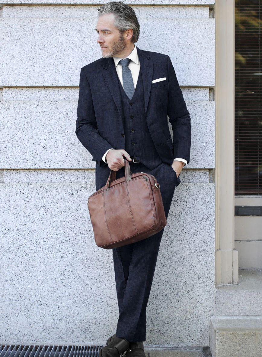 Scabal Mivo Checks Blue Wool Suit - Image 2