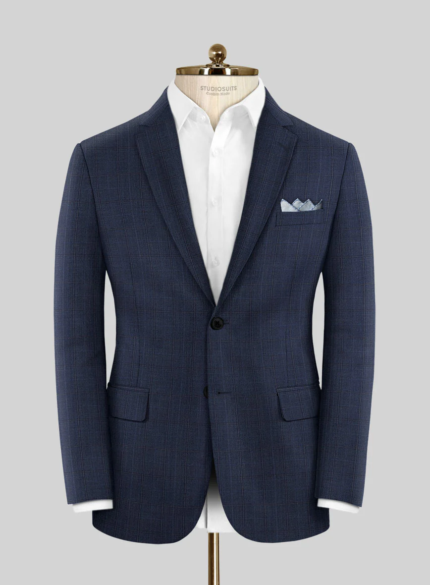 Scabal Mivo Checks Blue Wool Suit - Image 3