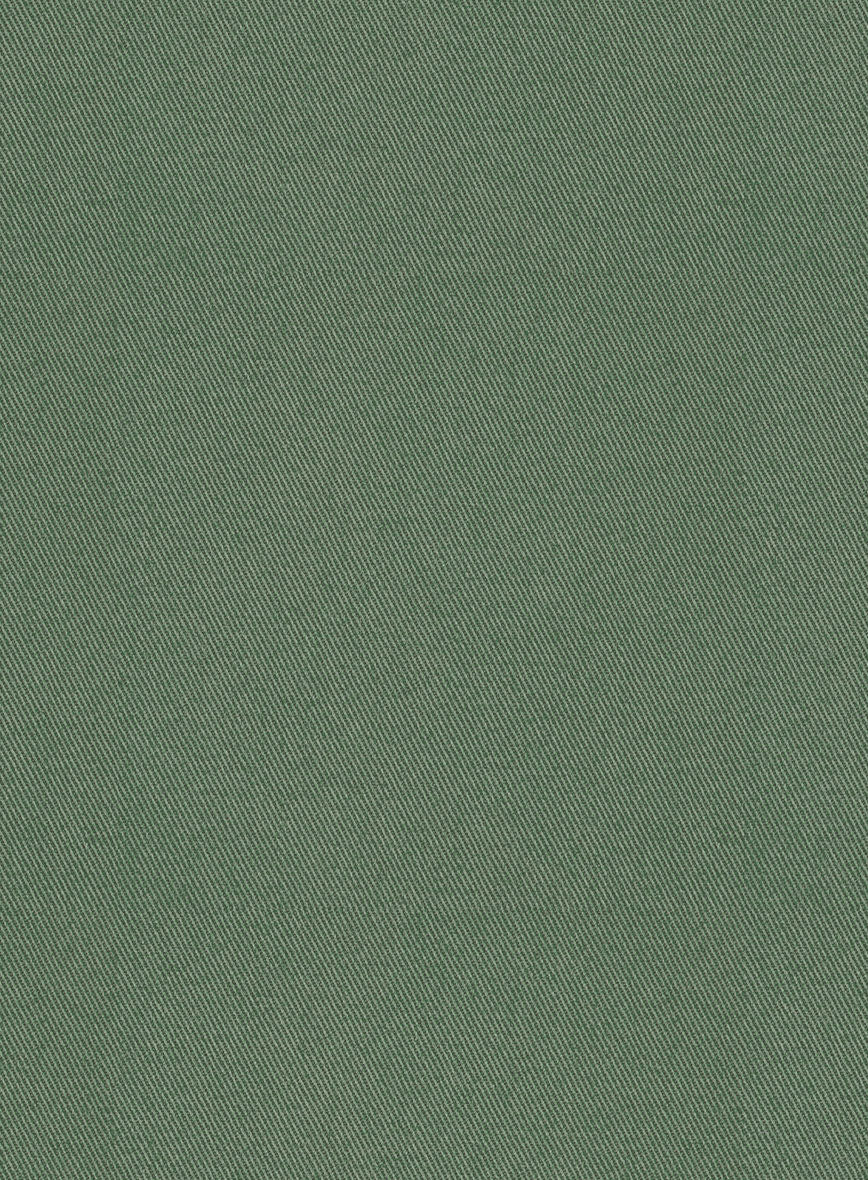 Scabal Moss Green Cotton Stretch Pants - Image 2