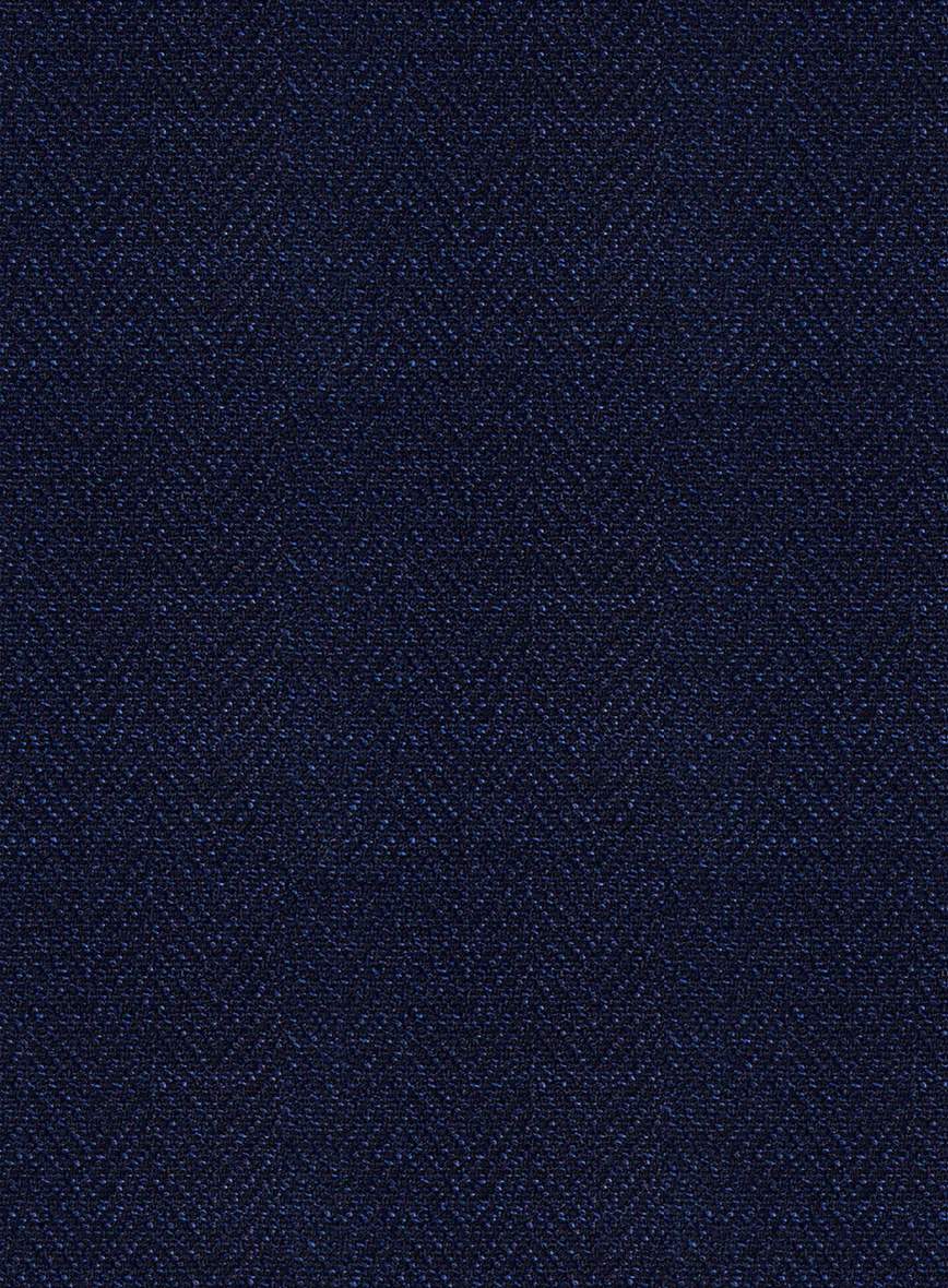 Scabal Navy Blue Herringbone Wool Jacket - Image 4