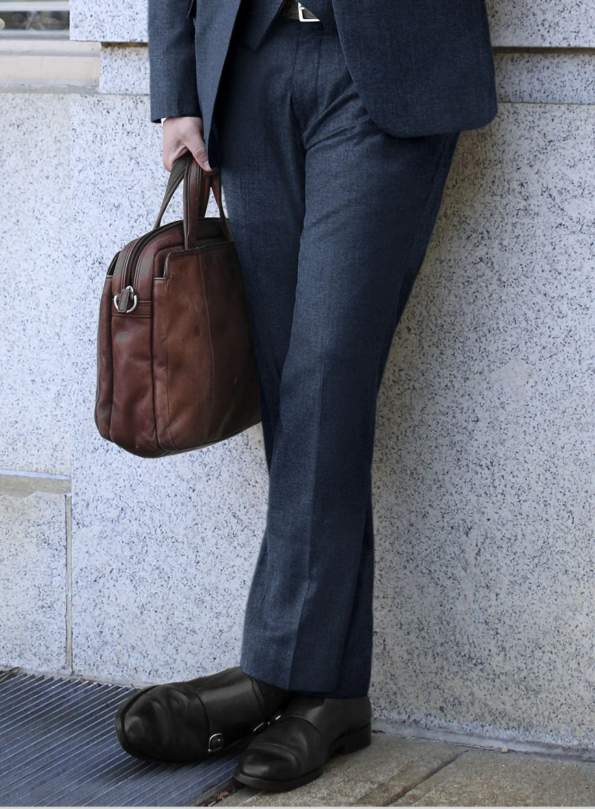 Scabal Nile Blue Wool Pants - Image 2