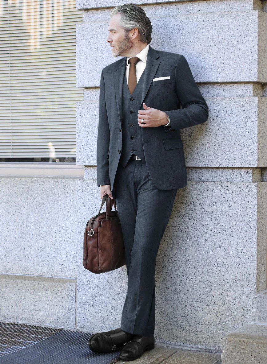 Scabal Nim Herringbone Blue Wool Suit - Image 2